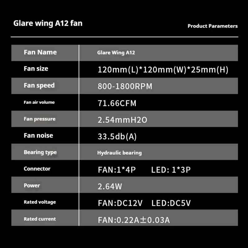 X-Gamerx Show off A12 PWM intelligent Speed Regulation ARGB dynamic and flexible ring 12cm chassis fan 71.66CFM/800-1800RPM image 5