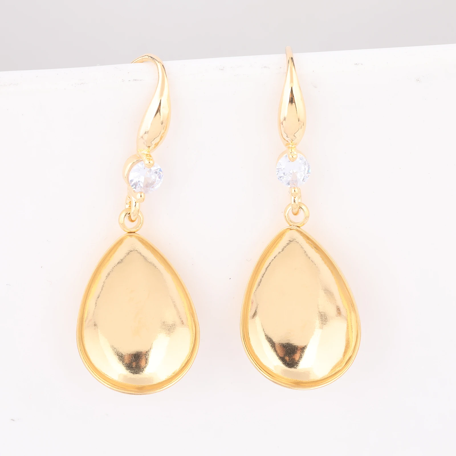 6pcs Gold Plated Stainless Steel Earring Base Setting Blanks For 13x18mm Teardrop Stones Diy Rhinestone Earrings Hooks findings image 4