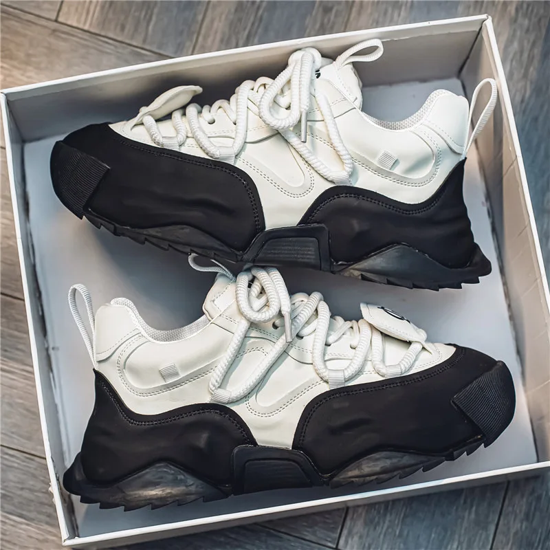 

Новые мужские повседневные туфли нишевого дизайна с низким берцем на толстой подошве, удобные универсальные нескользящие модные трендовые массивные кроссовки 2025