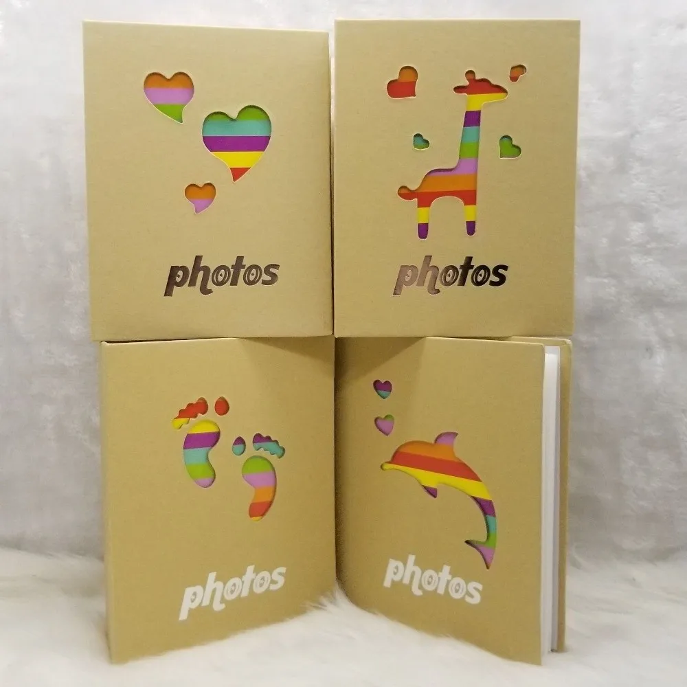Storage Album 4x6 Inch 100 Pockets Photo Album Hollow Kraft Paper Slip-in Album Slip-in Memory Album Home Display
