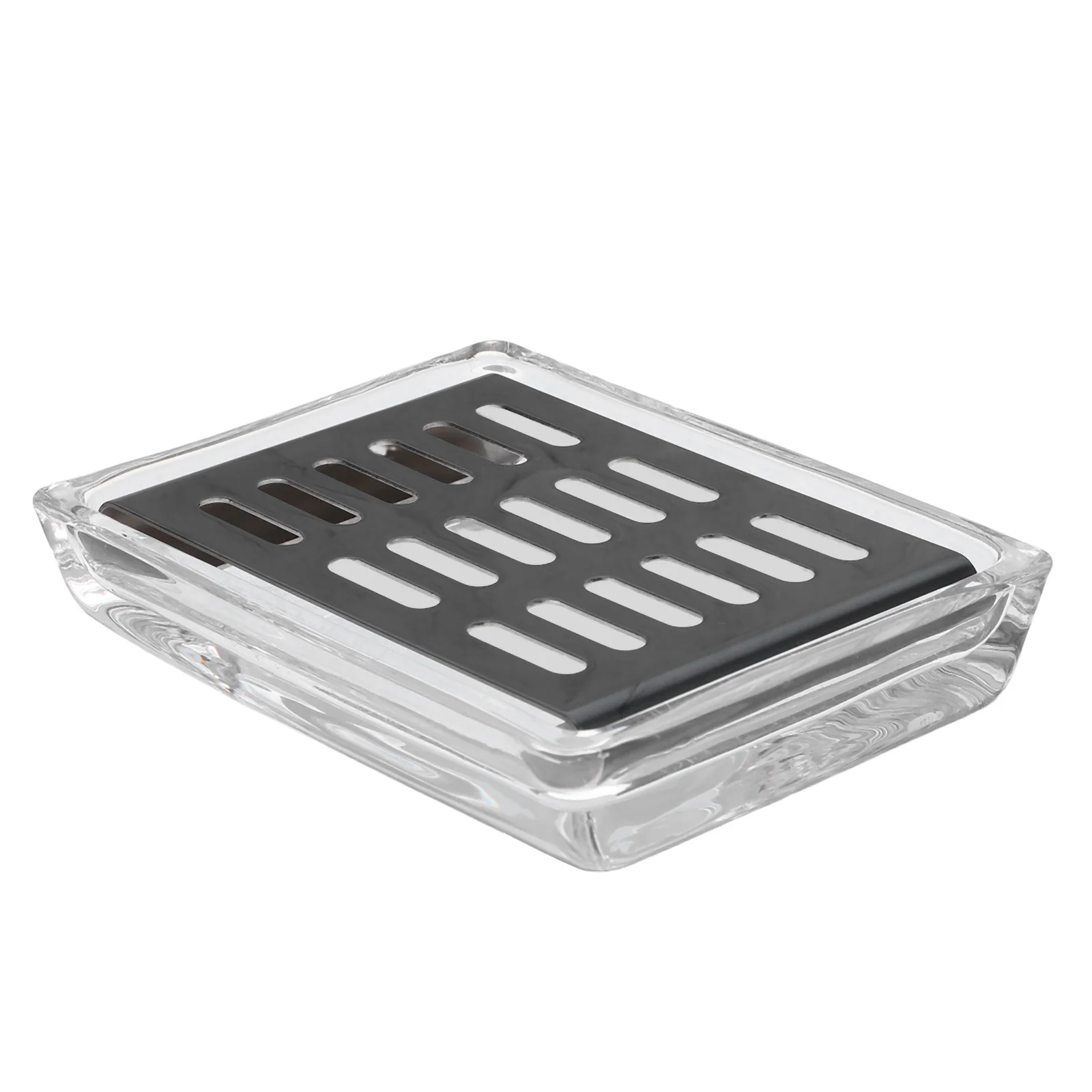 

Transparent Glass Soap Dish Self Draining Tray with Drainage Hole for Bathroom Kitchen Shower Soap Dispenser Sponge Drain Rack