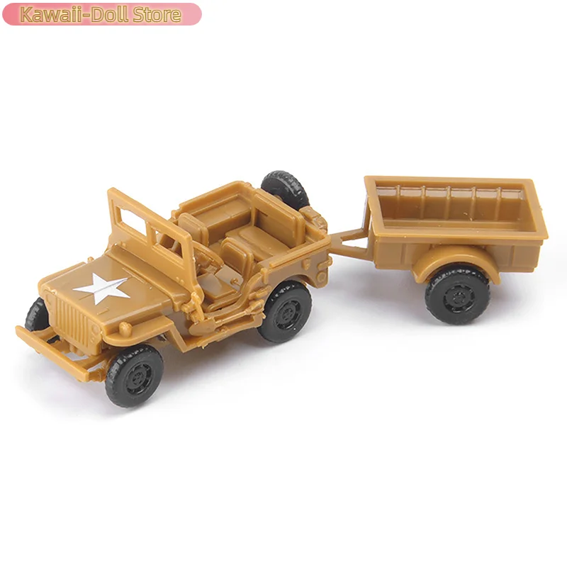 

1:72 Vehicle Assembly Model Toy WWII Willys Jeep with Bucket Car 8cm