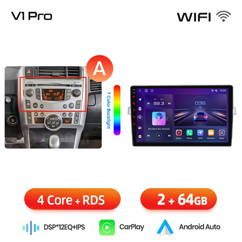 Junsun draadloze CarPlay Android Auto autoradio voor Toyota Verso (ZGR20/AUR20) 2009-2018 met ingebouwde koelventilator, Android GPS navigatie, multimediaspeler, WiFi, DSP, RDS, BT, SWC, IPS