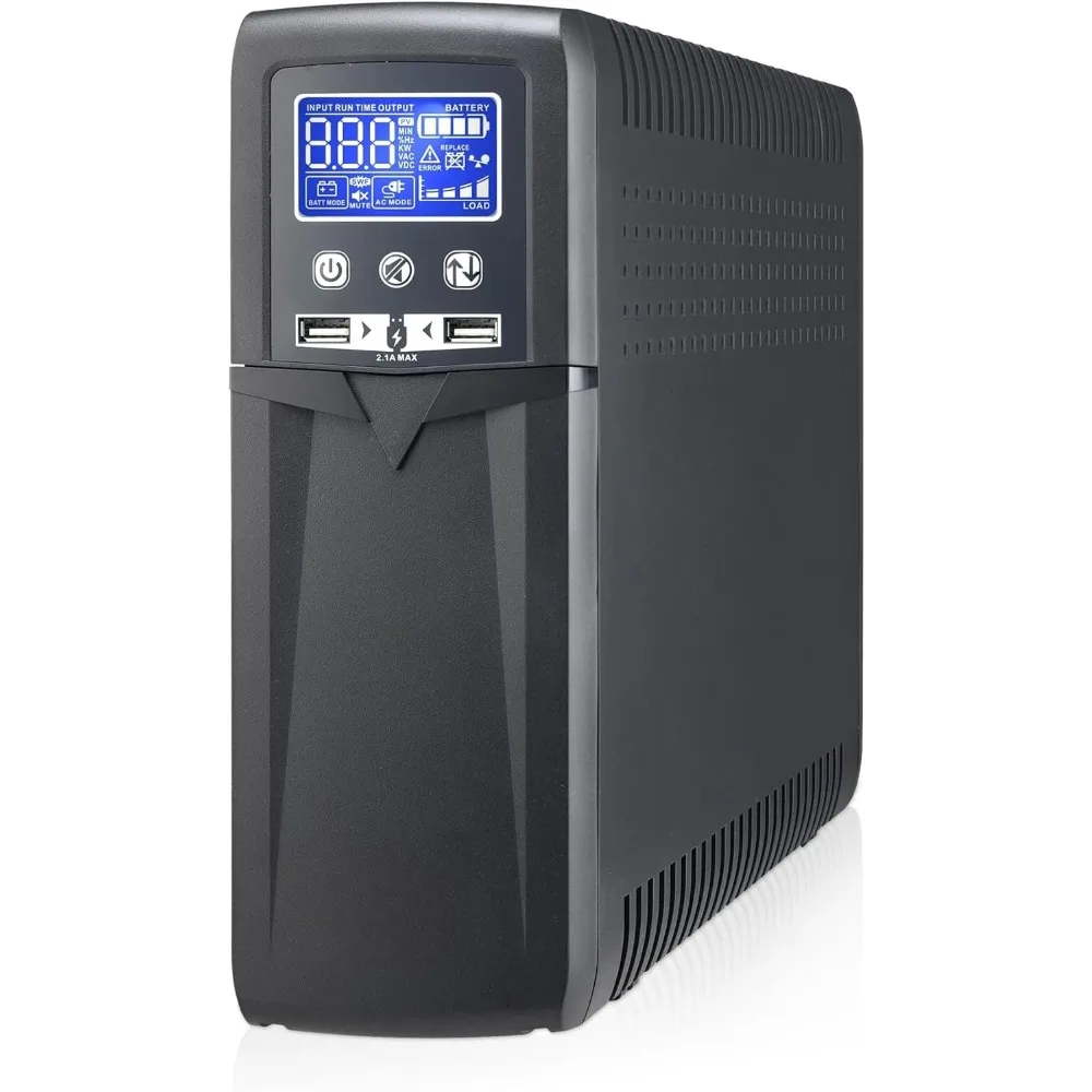 1000 VA/600 W USV-Batterie-Backup- und Überspannungsschutz, 37 Monate Garantie, 10 Ausgänge, unterbrechungsfreie Computer-Stromversorgung