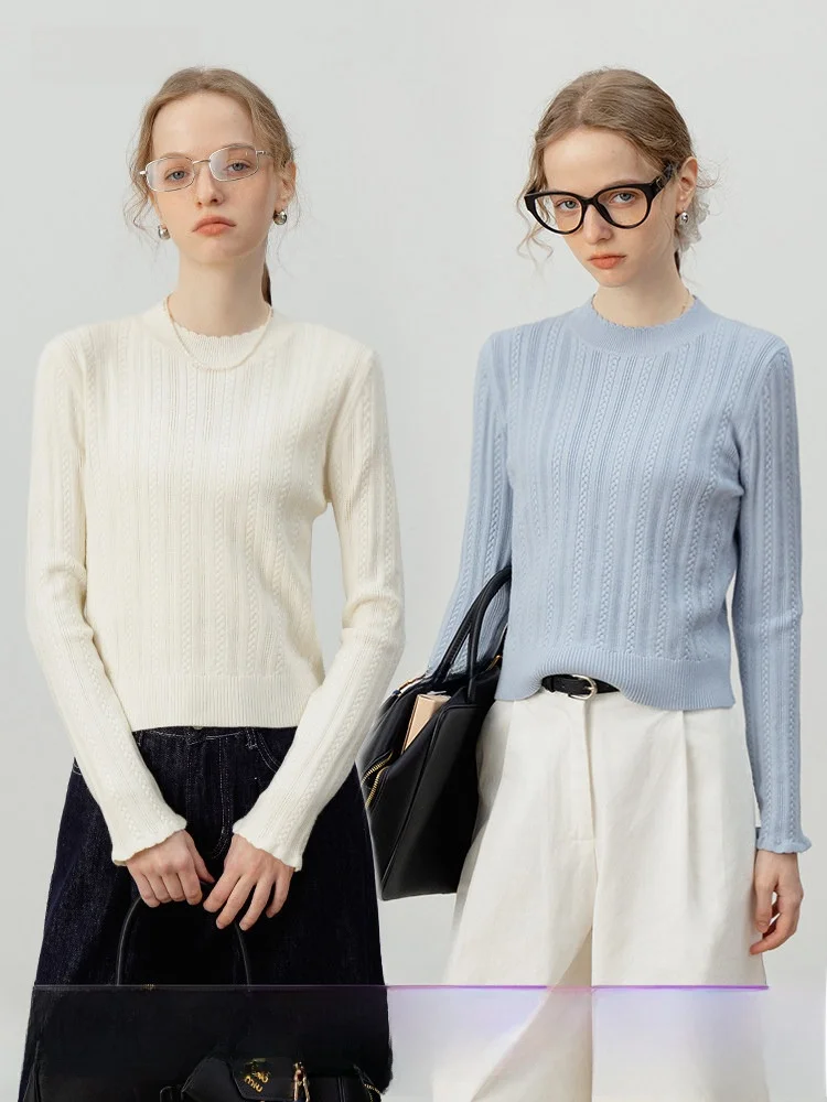 

Женская трикотажная футболка Eggka с длинным рукавом, круглым вырезом и декоративной завязкой на плече, базовая модель, из полиэстера, для осеннего сезона, в стиле Lazy Atmosphere