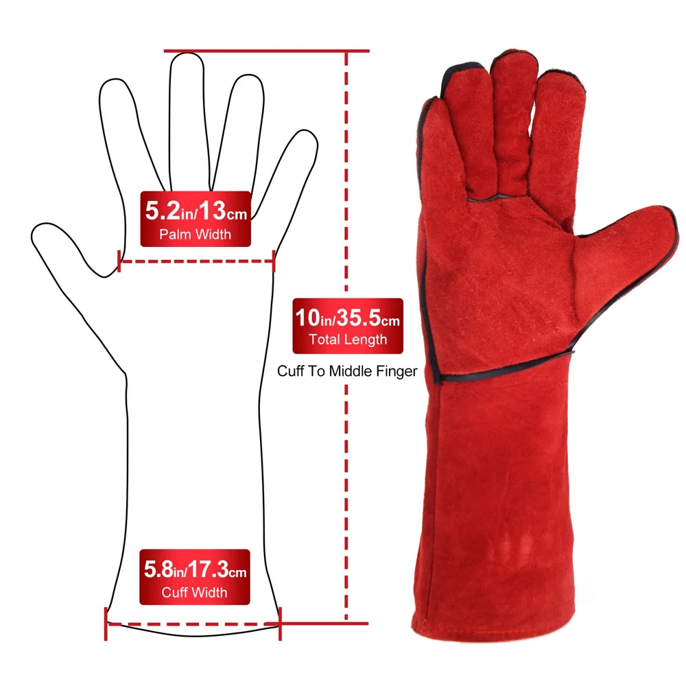 Welding Gloves Leather Work Fire/Heat Resistant Welding Gloves Wood Log Burner Safety Gloves For Mig Tig Stick Forge BBQ Grill