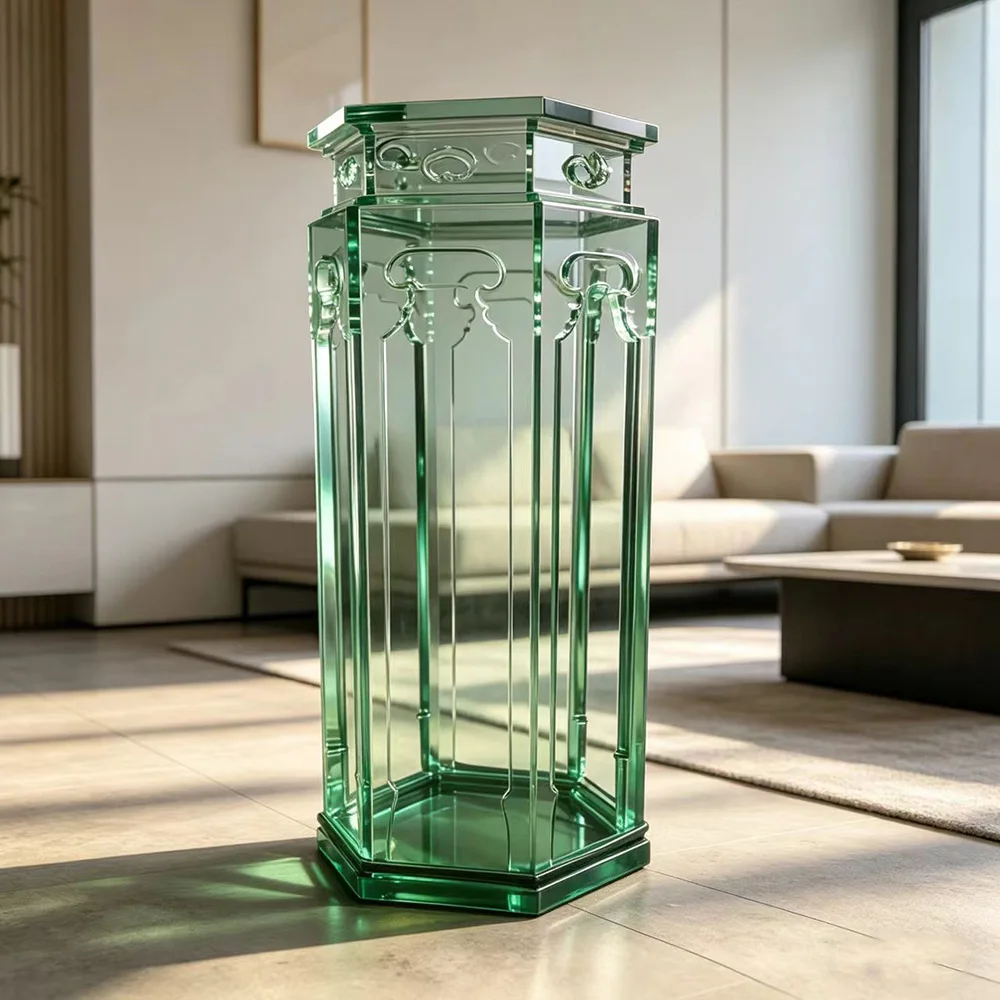 fn-New Chinese Style Aesthetic Acrylic Potted Plant Rack Hexagonal Shape Plant Display Stand for Balcony Living Room