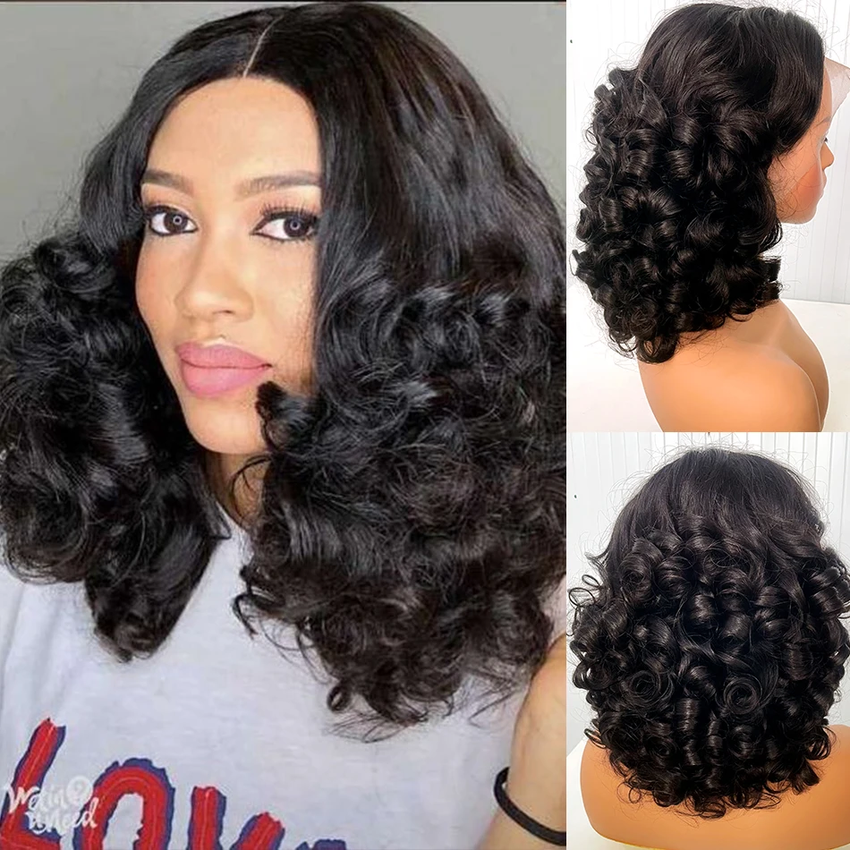

100% Malaysia Hair Bouncy Loose Wave Glueless Front Wigs Double Drawn Donor Hair Body Wave 5X5 HD Lace Frontal Wigs Wear And Go