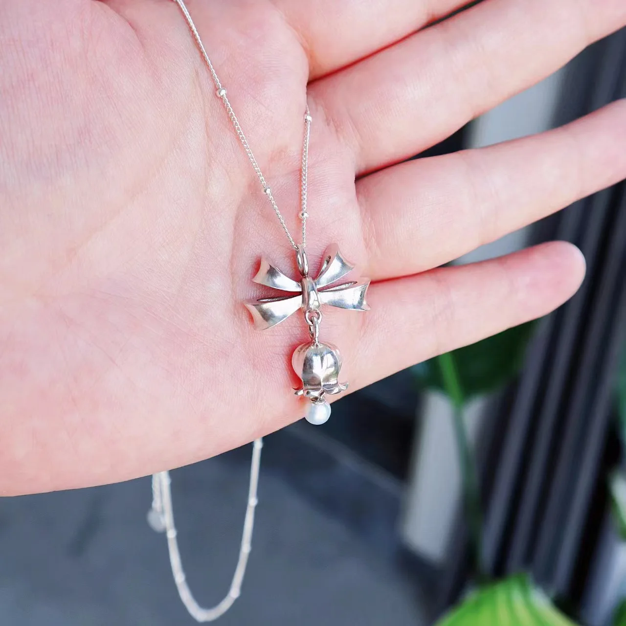 

Forest Style Lily of The Valley Flower Orchid Bow Necklace Cute Female Ins Style Elegant and Fashionable Versatile Collar Chain