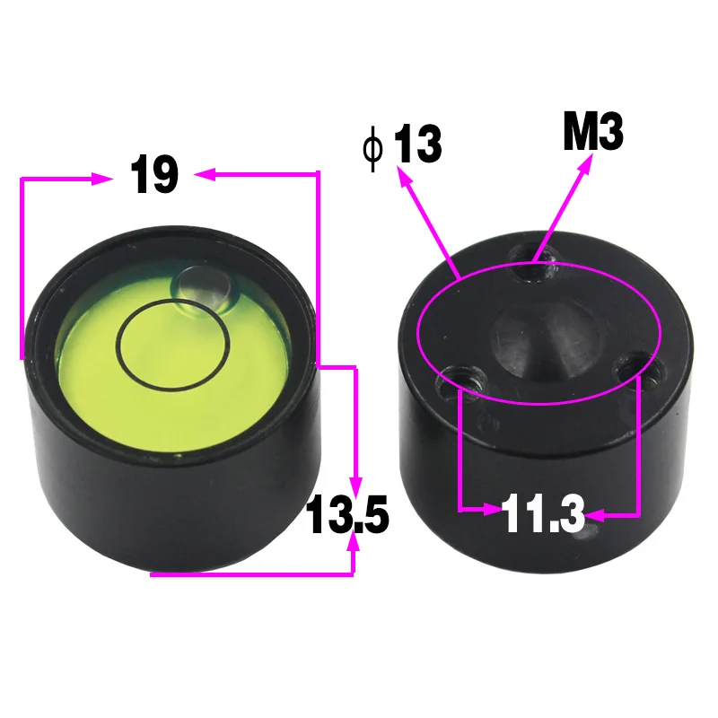 Imagem -02 - Nível de Espírito Bolha Mini Pequeno Pólo Central Gps Fibra Carbono Pólo Contas Nivelamento Diâmetro 19 Altura 13.5 mm