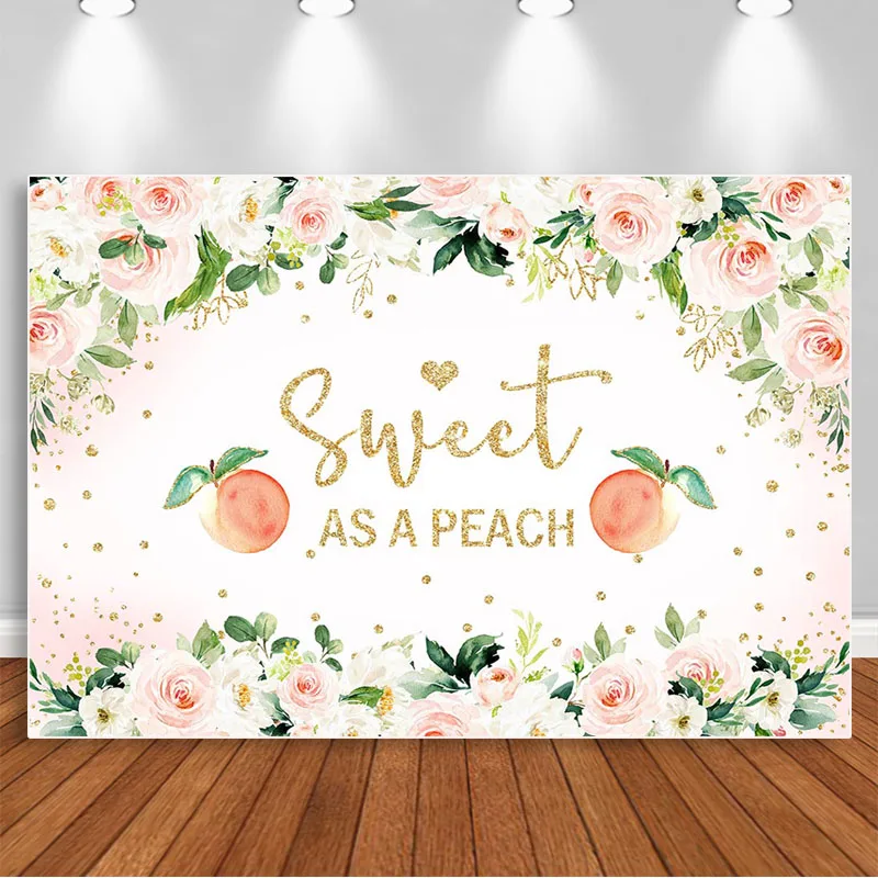 Baby Shower Pink Peach Backdrop A Sweet Little Peach is On The Way Photography Background Banner Girl Birthday Photo Booth Props