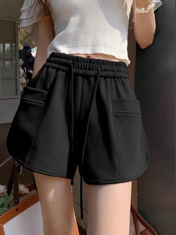 Letnie Nowe Elastyczne Spodnie Sportowe Damskie Luźne Wyszczuplające Proste Kolorowe Spodnie A-Line z Szerokimi Nogawkami Hot Pants