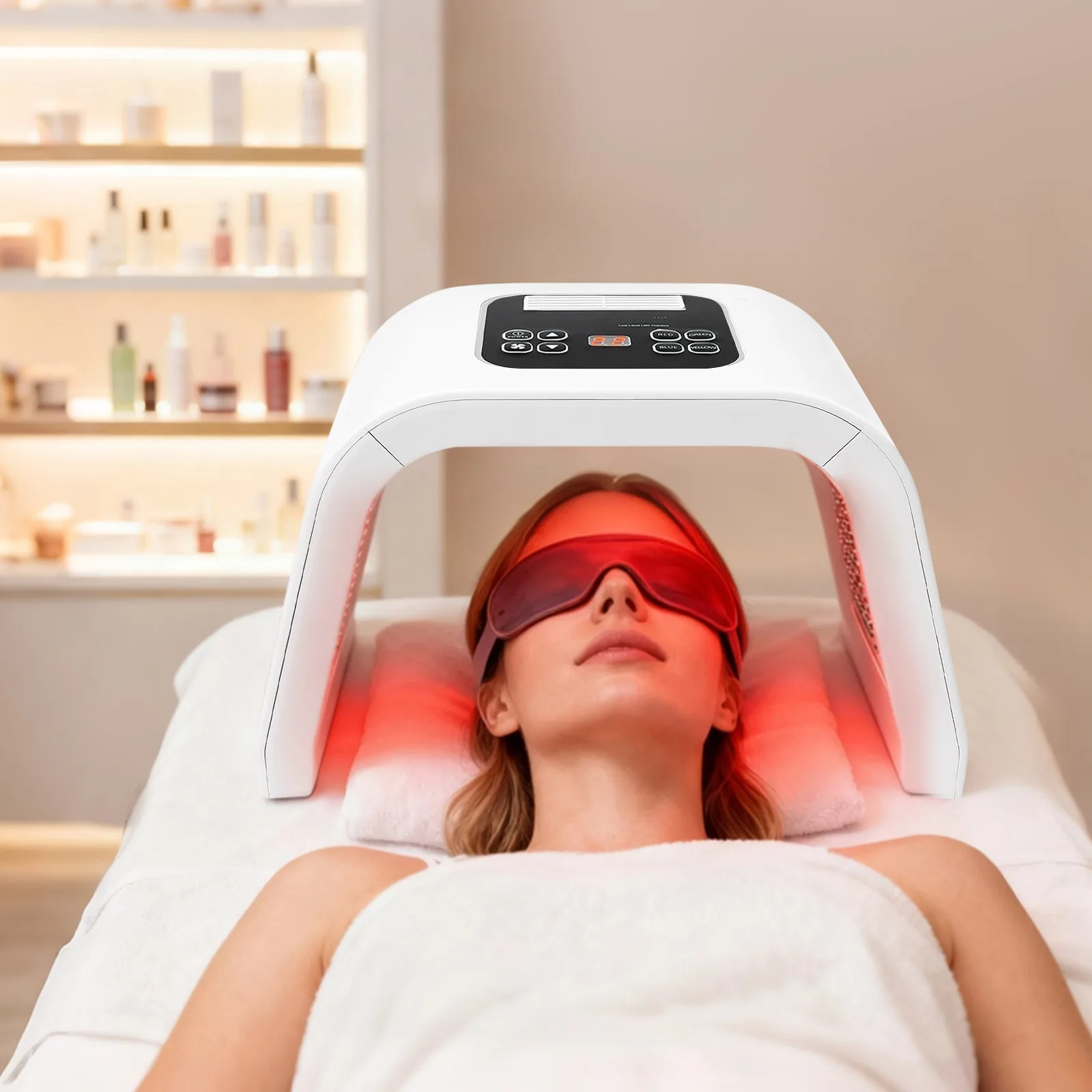 Masque facial LED 7 couleurs, équipement PDT, soin de la peau du visage, machine à lumière avec 287 LED, rajeunissement de la peau, équipement de beauté