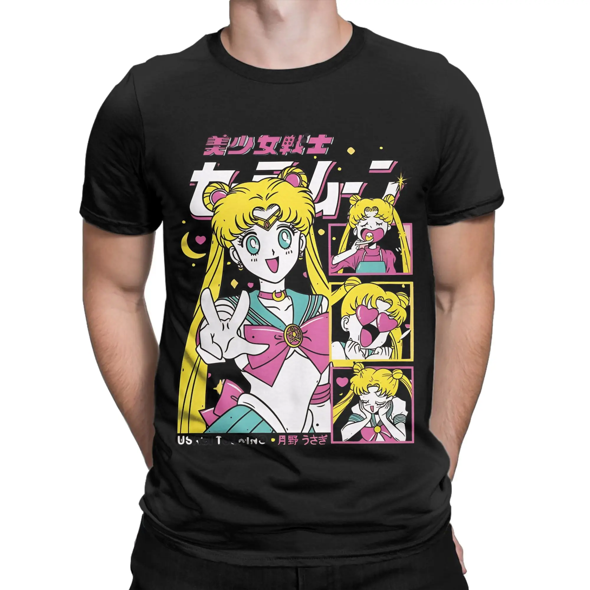 Usagi Tsukino white Graphic 100% Cotton T-Shirt Tsukino Usagi Tees Tops For Men
