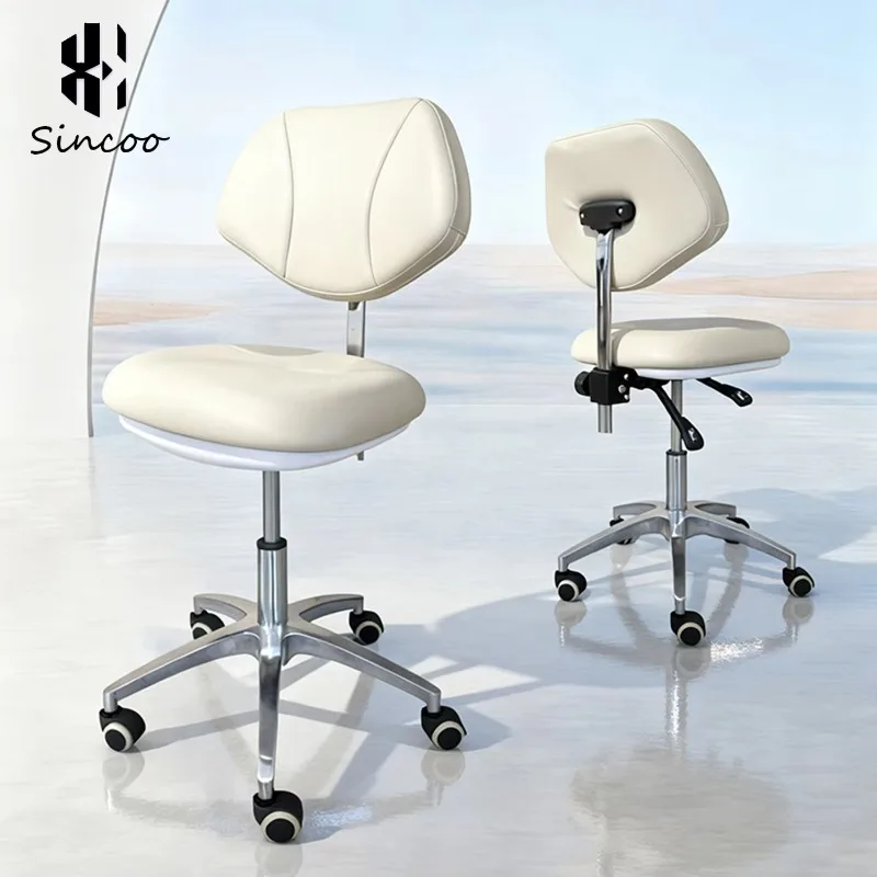 Adjustable Hydraulic Round Roller Nail Spa Pedicure Stool Chair With Wheels Beauty Hair Salon Technician Stool