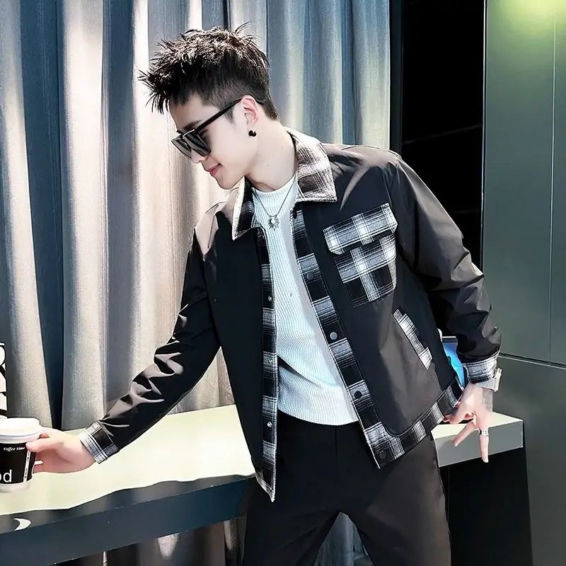 

Мужской клетчатый модный красивый топ, новое весенне-осеннее модное пальто.