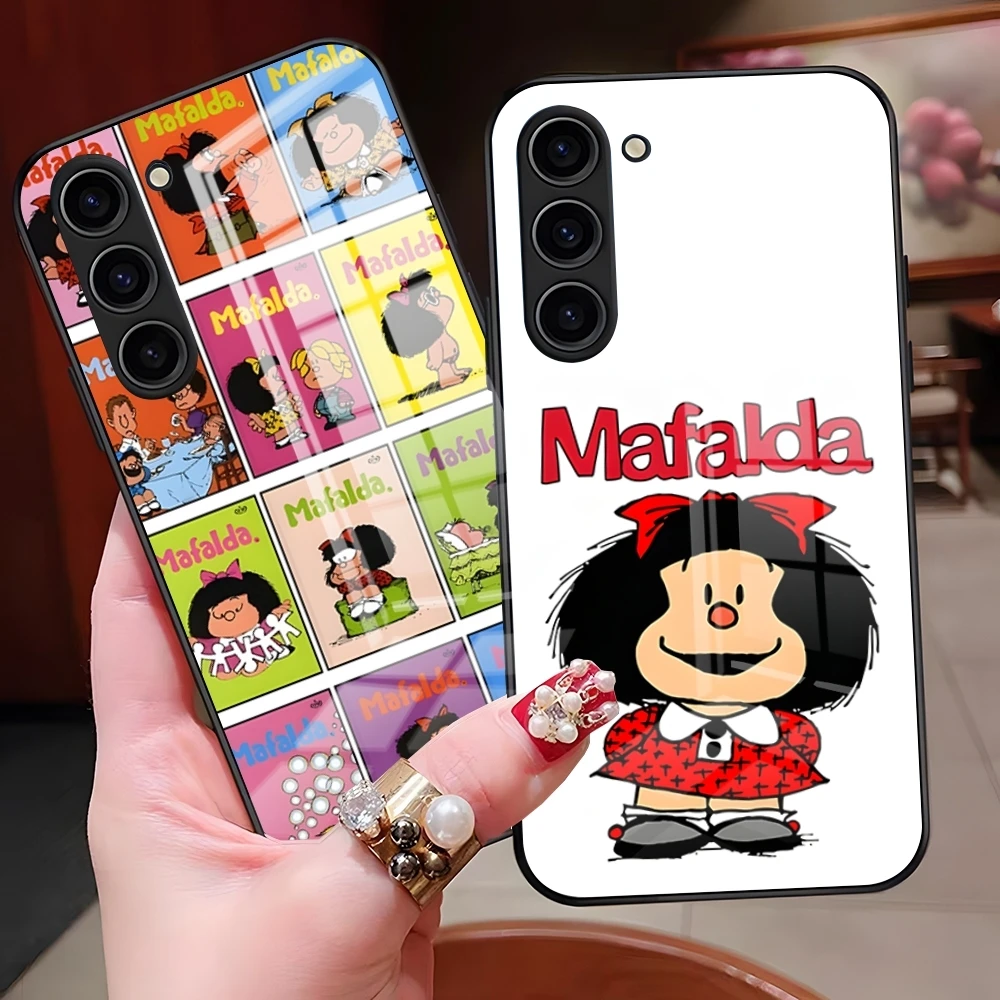 Cartoon M-Mafalda Phone Case For Samsung S26 Ultra S25 Edge Ultra S23 S22 S21 S20 Ultra Plus S24 Fe A25 Glass Cover