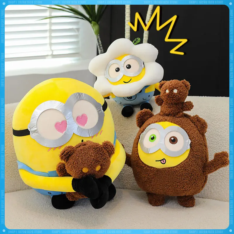 Minions Bob+Tim Series Bob Holding Tim Bear Doll Cross-Dressing Doll Cute Plush Toy Ornament Christmas Customized Gift