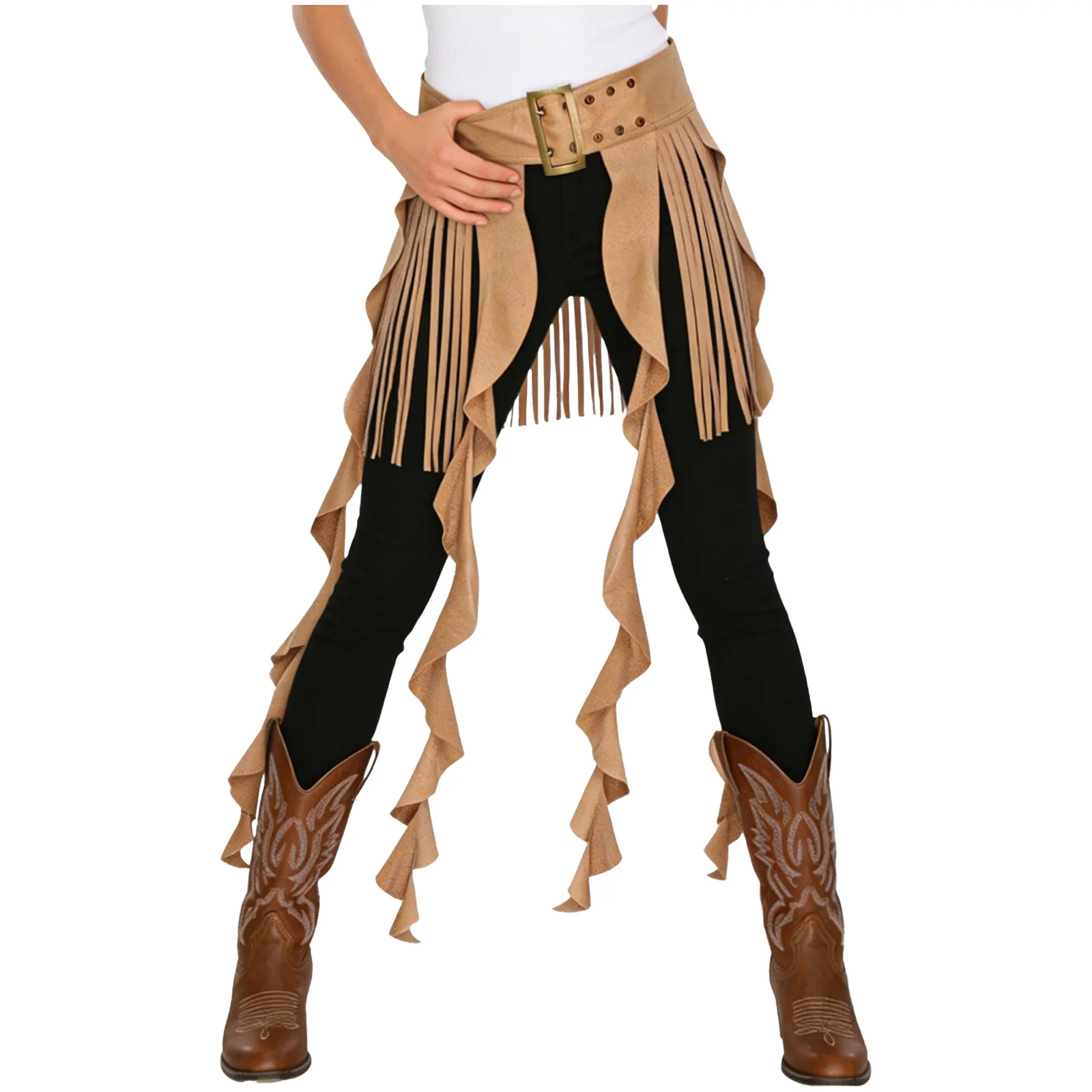 

Women Cowgirl Tassel Waist Belt Skirt Fringe Cascading Ruffled Skirt Stylish Layering Skirts for Party Music Festivals Halloween