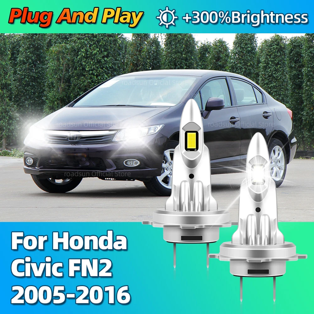

High Quality 30000Lm Led Lights Car CSP Headlight Bulb 6000K Plug&Play For Honda Civic FN2 2005 2006 2007 2008 2009 2010-2016