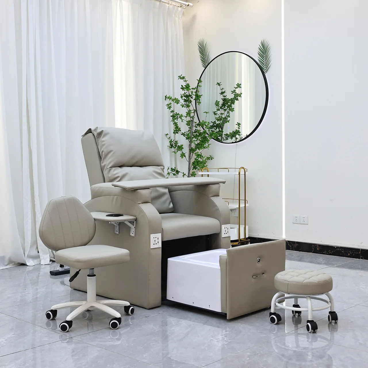 

!@Multi Functional Commercial Use Eyelash Adjustable Electric Pedicure Foot Spa Massage Beauty Salon Chair With Portable Bowl