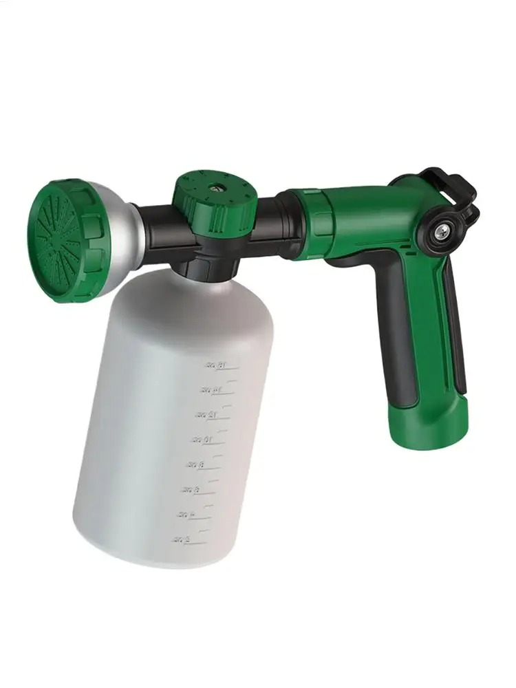 Multifunktionale Verstellbare Wasserpistole mit Düse, Schlauchreiniger, Gartenbewässerungssprüher mit Schaumbehälter und Düngewerkzeug