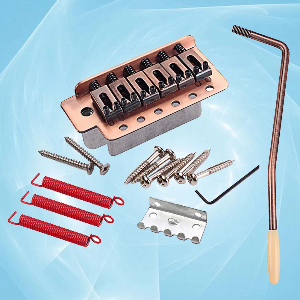 

1Set Electric Guitar Fixed Hardtail Bridge Kit Alloy Die-Cast Flat Saddle Replacement System for Right Hand 6 String Guitar