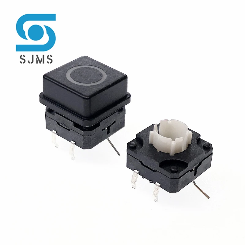 1Pcs 12*12mm 12x12 DIP-6P With Light LED Tactile Micro Push Button Momentary Switch+ Can transmit light square button Switch Cap