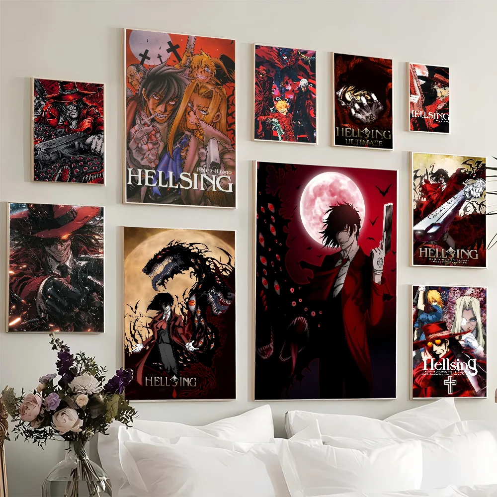 Anime Hellsing Classic Vintage Posters Decoracion Painting Wall Art White Kraft Paper Kawaii Room Decor