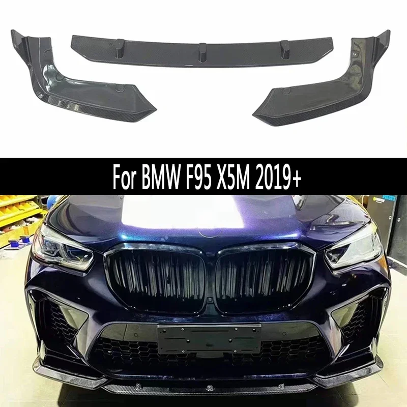 

Для BMW F95 X5M 2019, передняя губа из углеродного волокна, диффузор, передний бампер, переключатель, спойлер, диффузор, подбородок, модифицированный и модернизированный комплект кузова