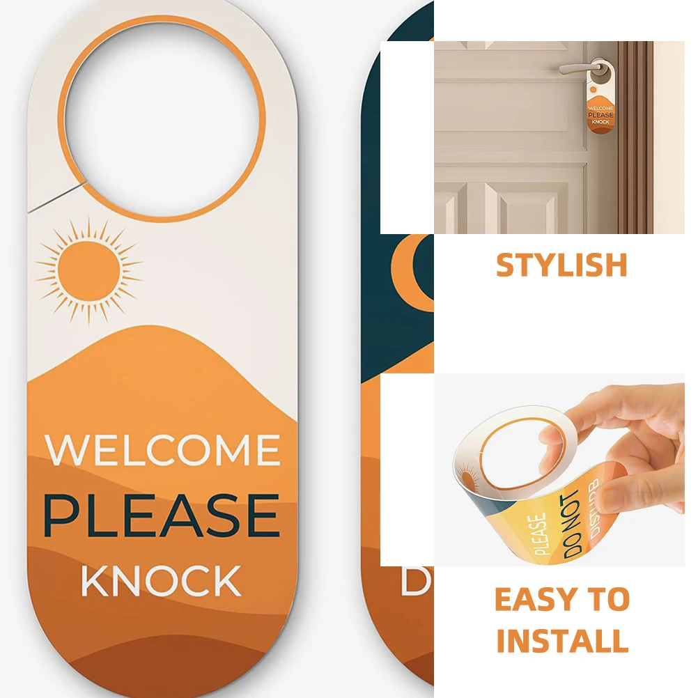 2 Pcs Double Door Handle Tag Office Meet Copper Sheet Knock Conference Room Sign