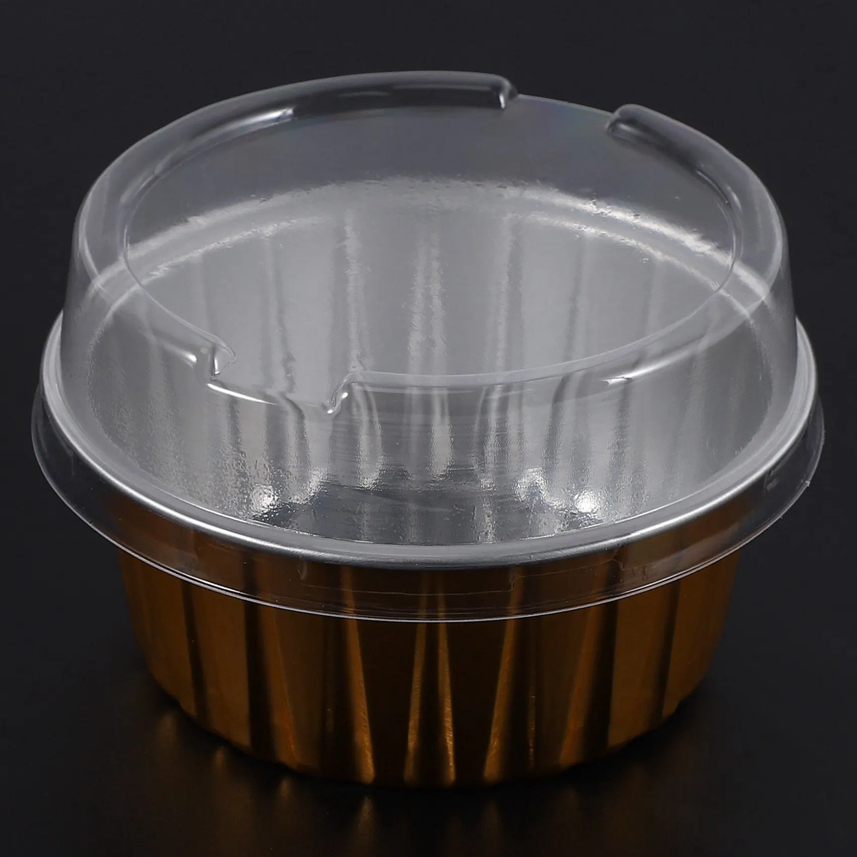Y42A-300Pcs Disposable Aluminum Foil Baking Cups Creme Brulee Dessert Oval Shape Cupcake Cups With Lids Cake Egg Tools