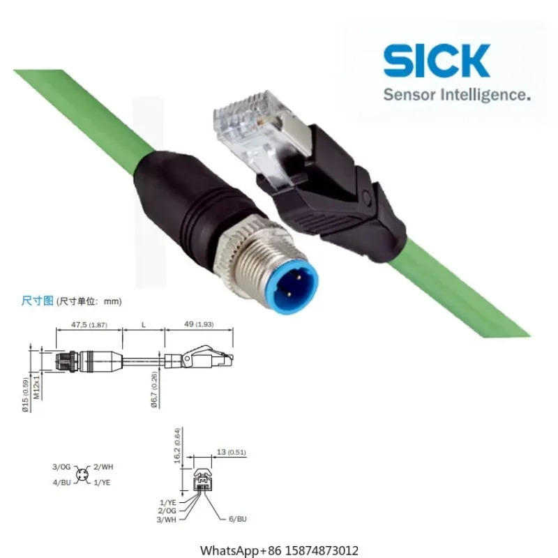 

SICK Plug connectors and cables 2106185 YM2D24-100PN1MRJA4