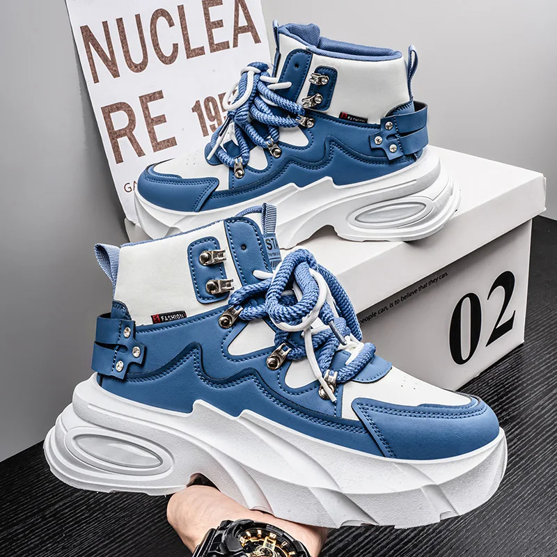 

Niche Design High Top Thick Soled Casual Shoes for Men 2025 Autumn Fashion Trend Versatile Comfortable Lace Up Platform sneakers