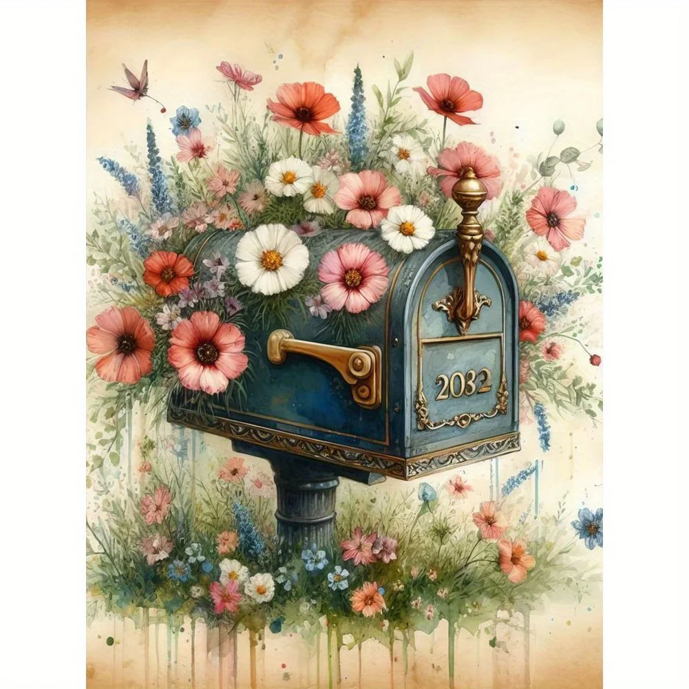

5D DIY Diamond Painting Kits For Adults - 5D Diamond Art Kit For Beginners, Retro Oil Painting Mailbox Design - Round Full Drill