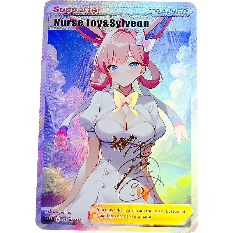 9Pcs/Set Pokemon Lillie-Mismagius Cynthia-Beedrill COS Series Cards Self Made Anime Game Characters Collection DIY Flash Cards
