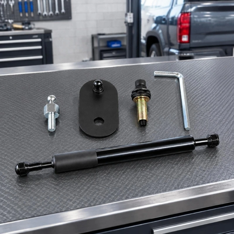 Single-Damper Tailgate Lowering for for F-Series 150 250 Pickups, Steel Side-Mount Shock with Ball-Joint Coupling and