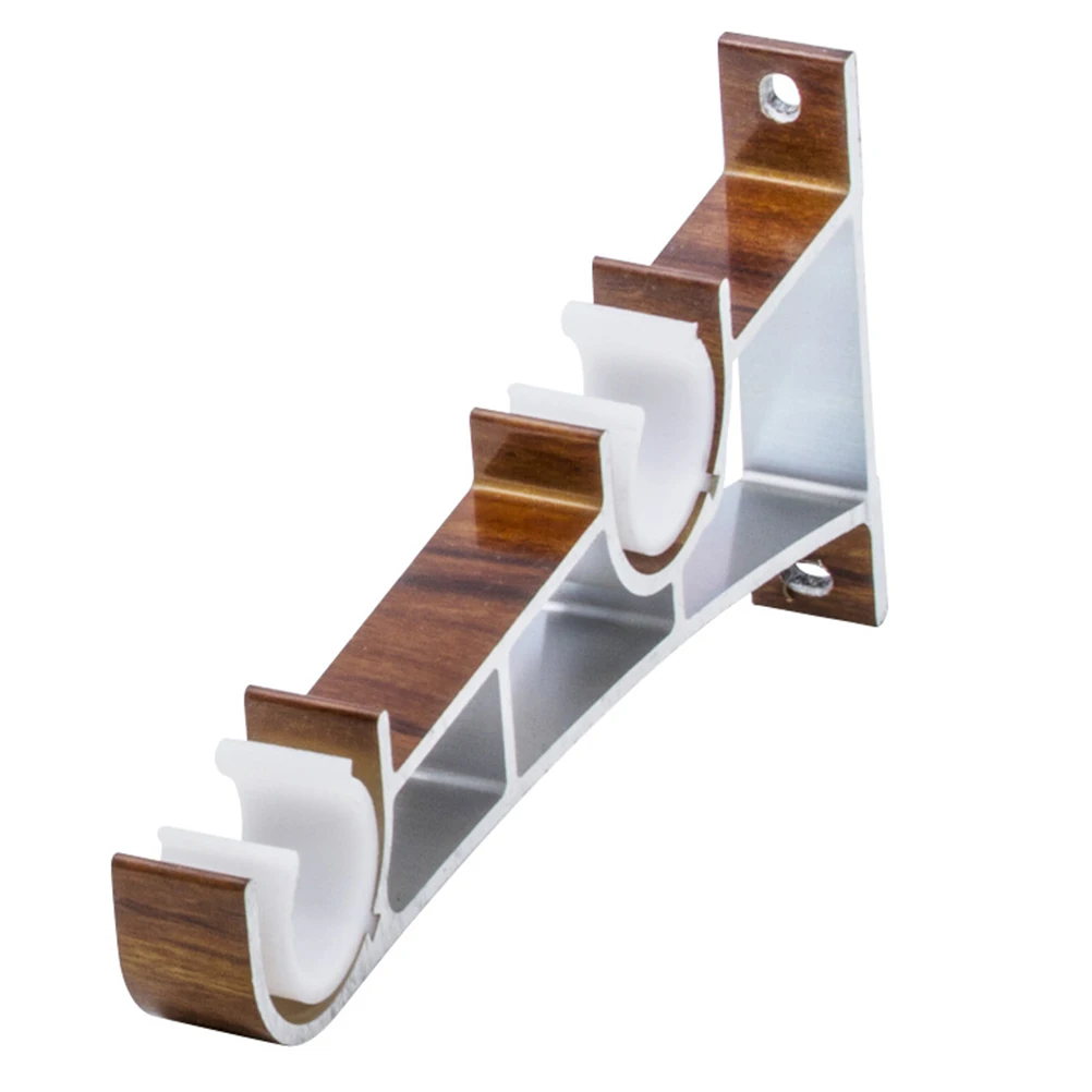 

2Pcs Curtain Rod Bracket Aluminum Alloy Double Wall Mount Brackets Heavy Duty Secure Fixation for Curtain Rails and Drapes