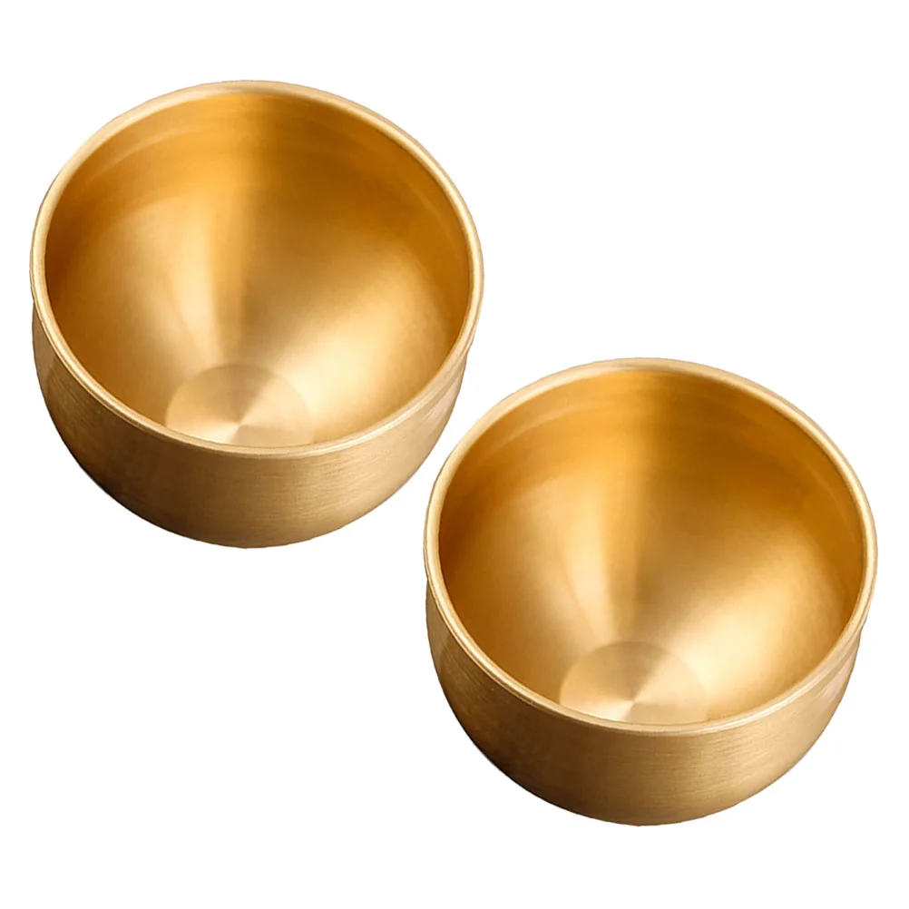 

2 Pcs Tin Cup Water Chinese Style Copper Tea Good Looking Vintage Lovers Popcorn Containers