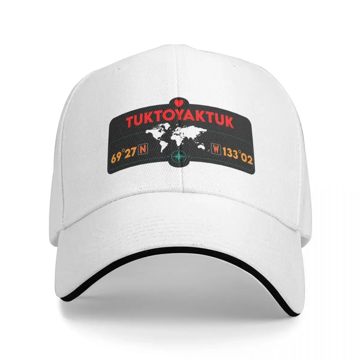 Tuktoyaktuk Map GPS Coordinates Artwork with Compass funny gift Cap Baseball Cap horse hat cap men's hat luxury Women's