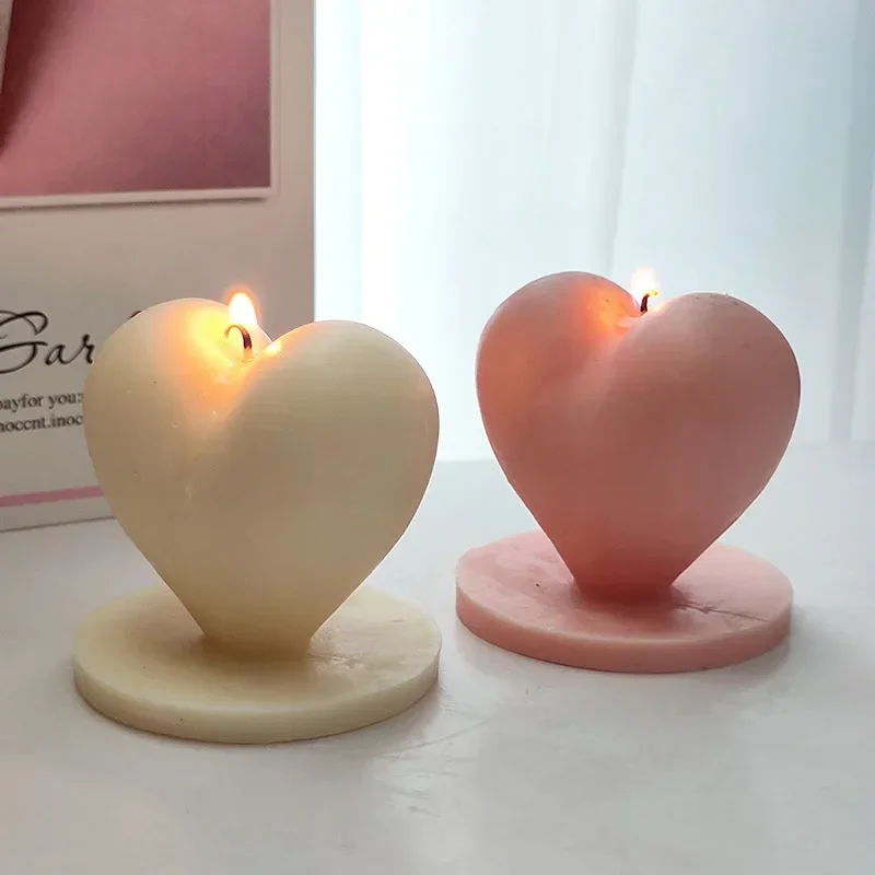 Cetakan silikon lilin CINTA 3D DIY buatan tangan sabun berbentuk hati cetakan cor Resin kerajinan kristal gipsum cetakan hadiah Hari Valentine