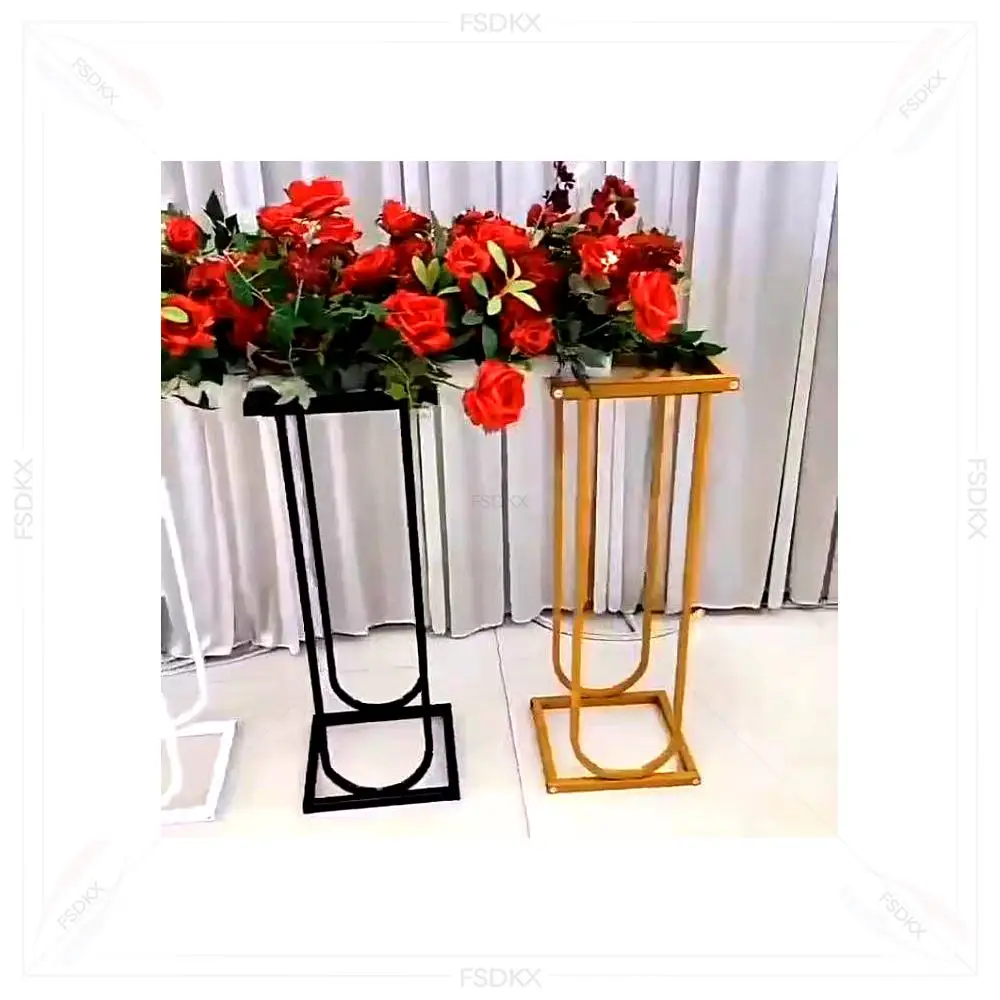 FSDKX Decor Modern Gold Metal Geometric Floral Centerpiece Stand Eco-friendly Long Lasting Wedding Event Party Tabletop