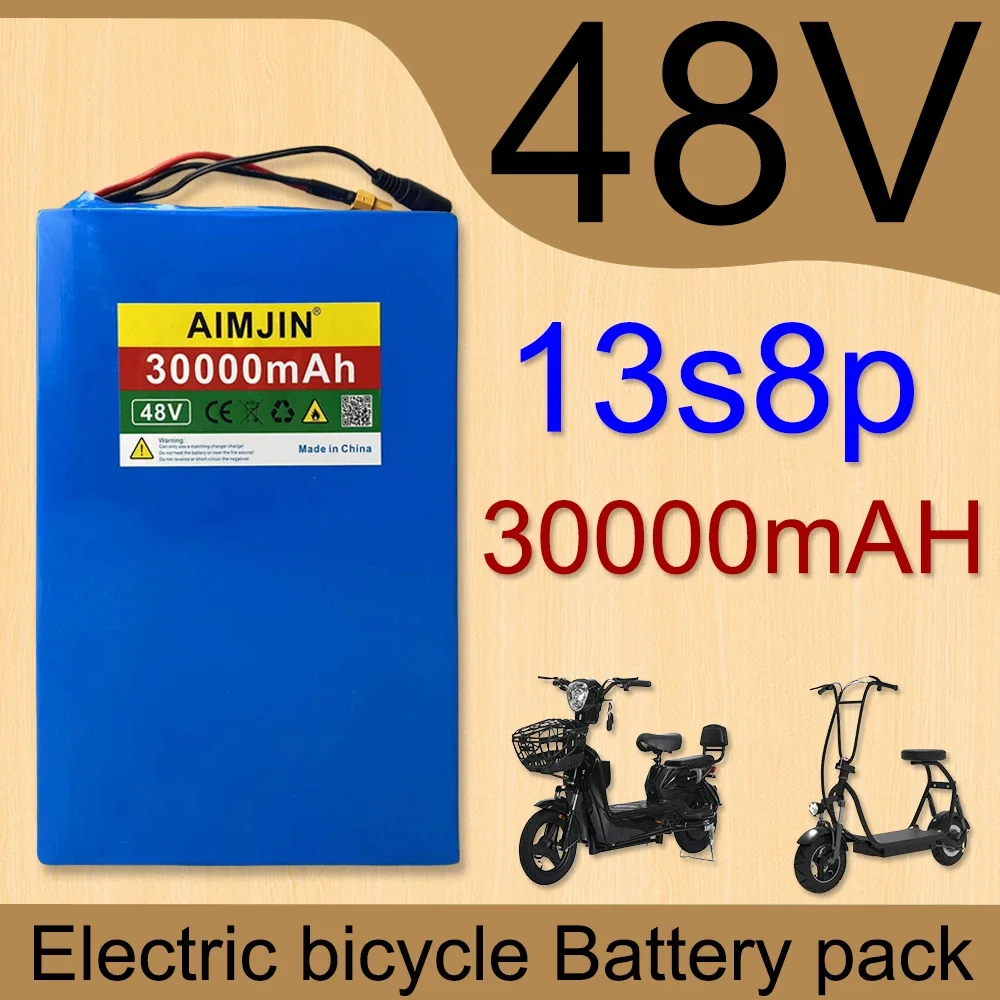 18650 Lithium Battery Pack 48V 30Ah 13S8P  with 30A BMS for Electric Scooter E-Bike Wheelchair Other Electric Vehicles