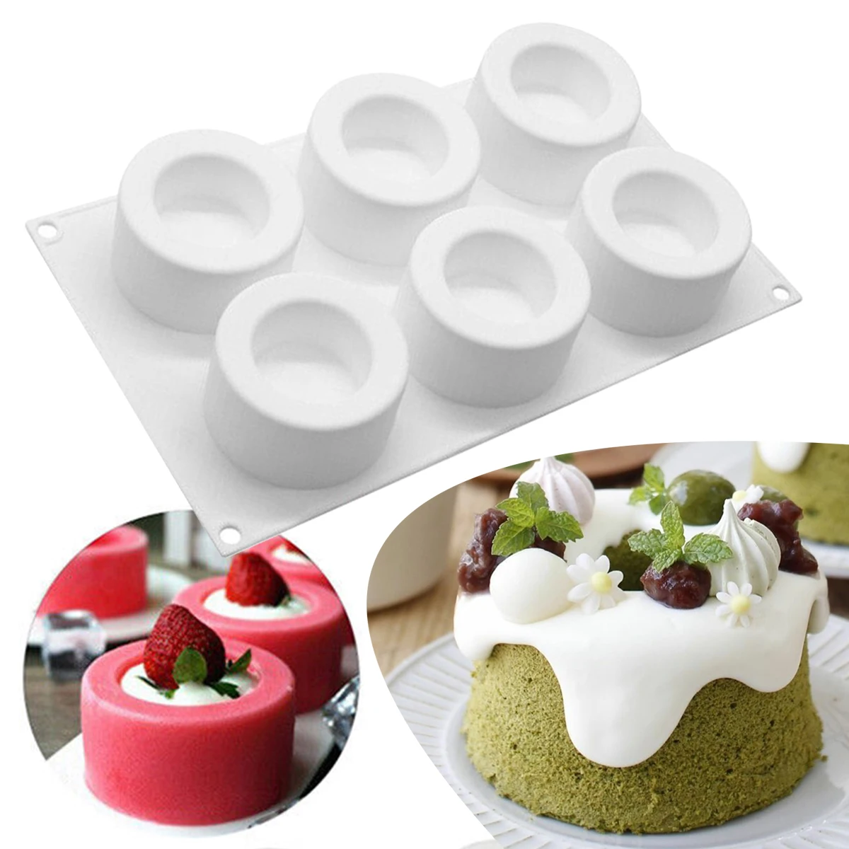 New 6 Concave and Convex Round Cup Mold Baking Decorating Tools for Cakes Soap 3D Cake Tray Baking Pan