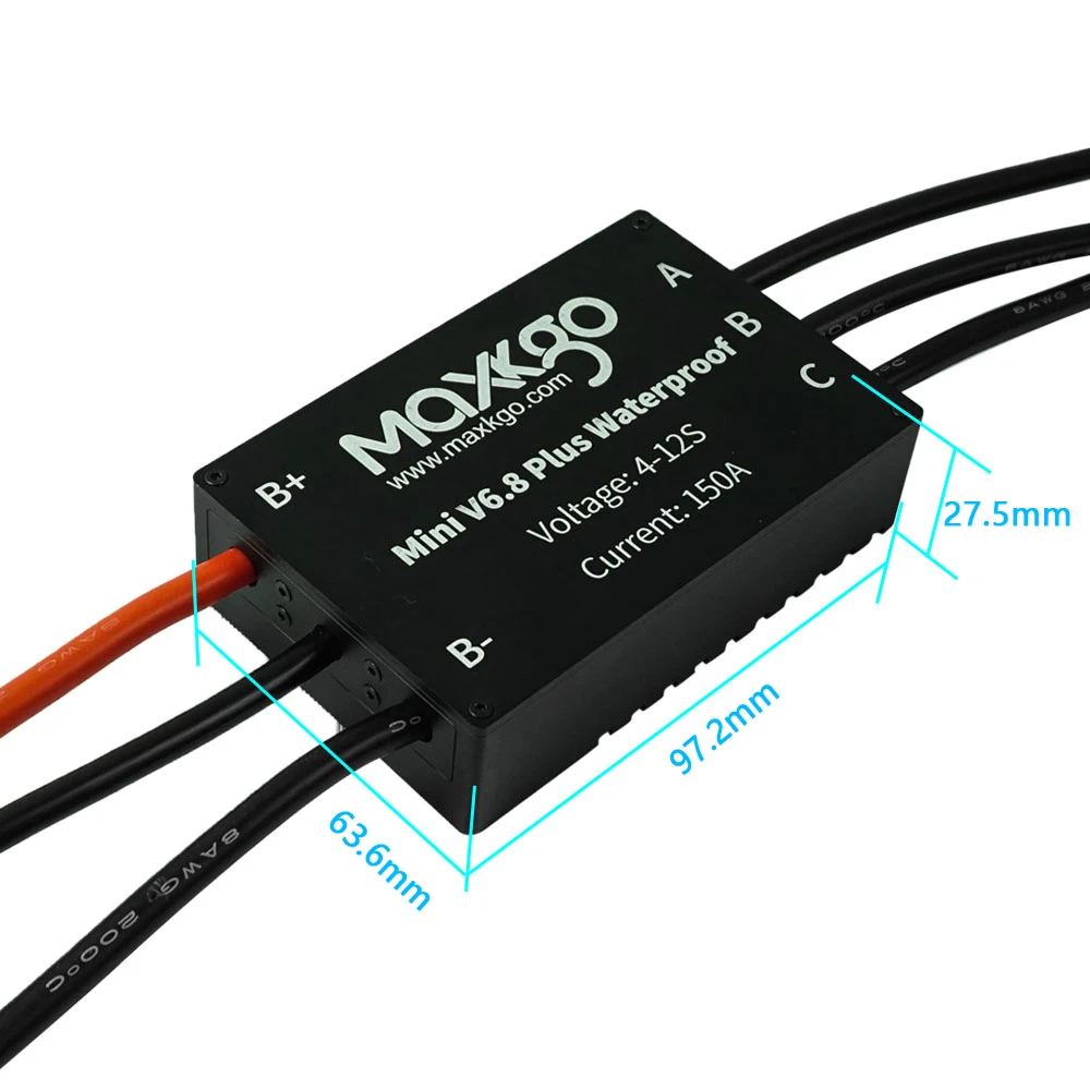 MAXKGO Mini FSESC6.8 ESC 60V 150A IP68 Waterproof Electric Speed Controller Based On VESC6 For DIY E-skateboard Efoil