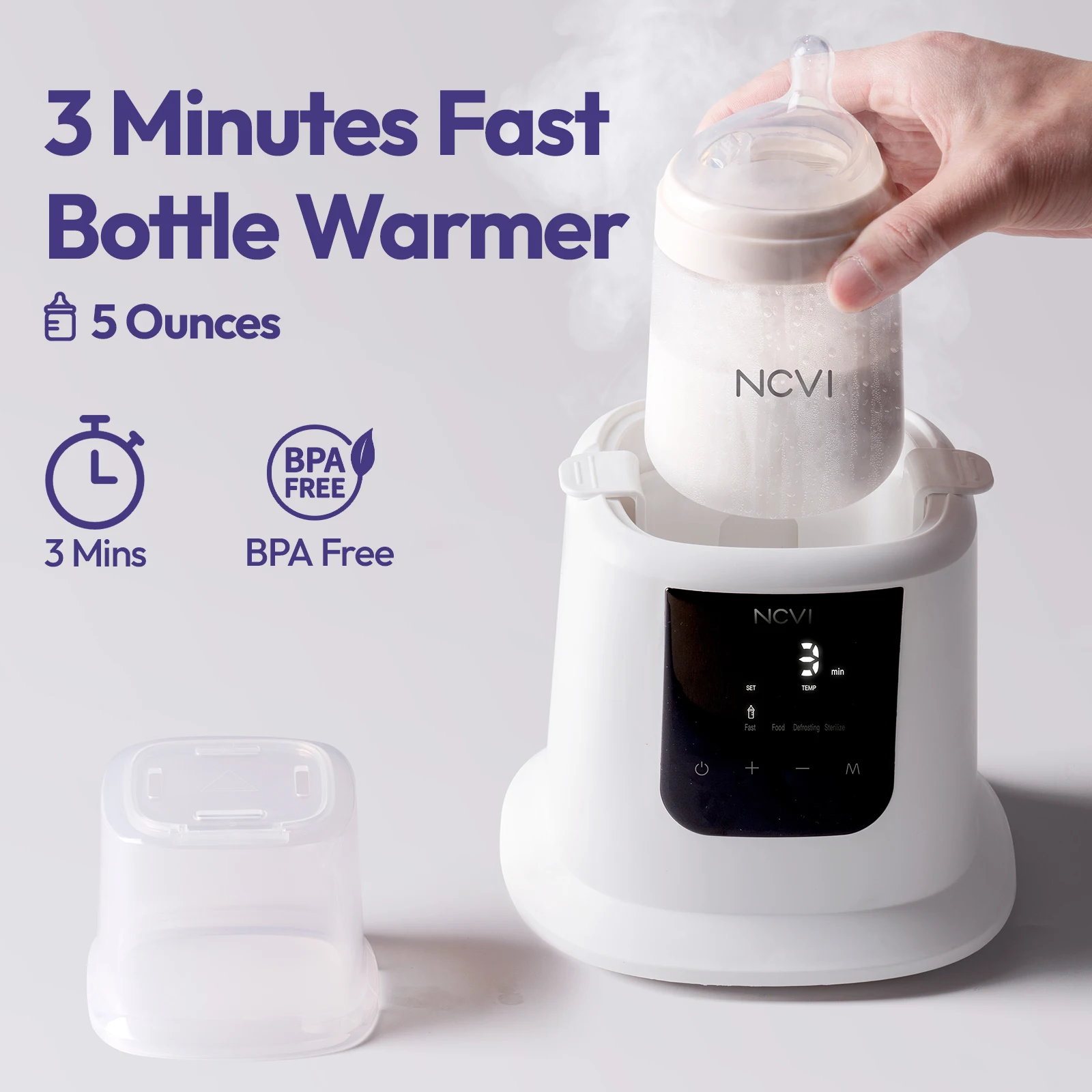 NCVI 8-in-1 Baby Bottle Warmer & Steam Sterilizer 3 Mins Fast Heat 24H Keep Warm 220V US Plug BPA Free Baby Feeding Tool