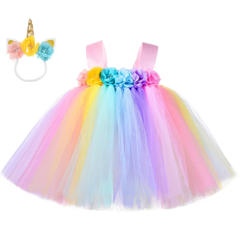 2PCs set baby girls mermaid costume kids birthday Halloween girl princess dress children summer party clothes tutu dress 6-24m