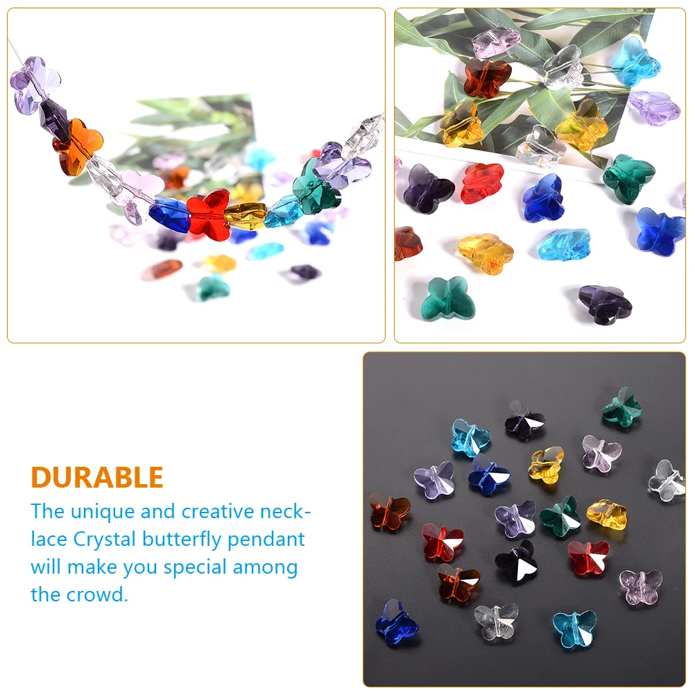 

100 Pcs Butterfly Pendant Accessories Crystal Butterflies Beads Diy Jewelry Butterfly-shaped