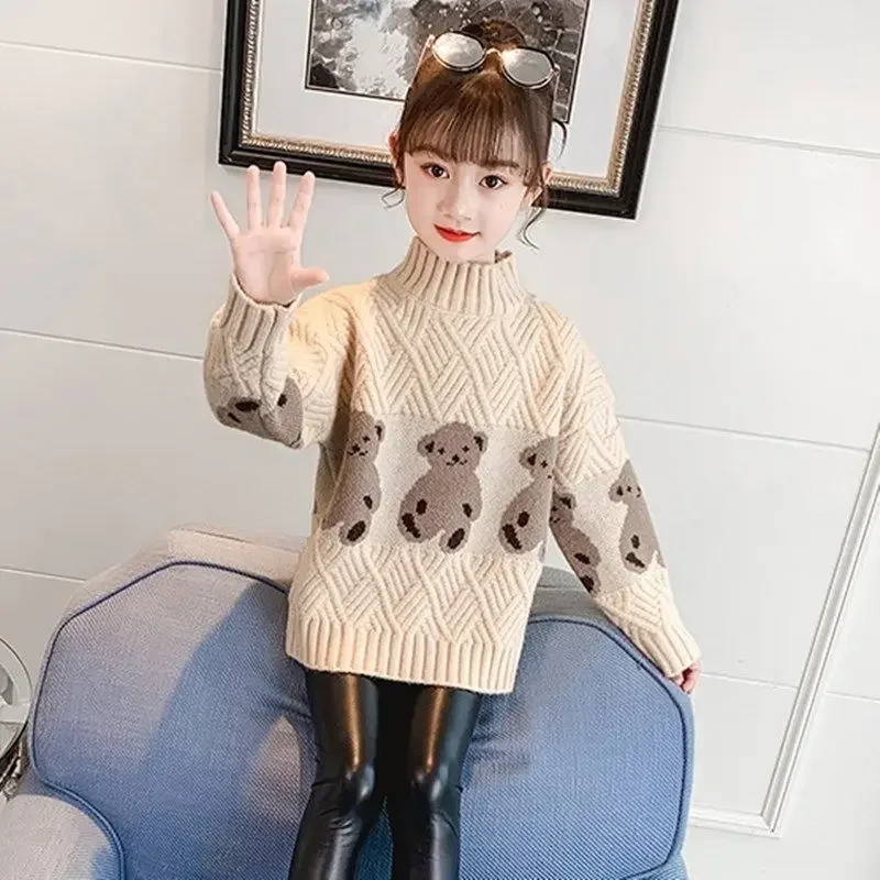 

Girls Sweater Fashion Children's Autumn Winter Knitwear Thickened High Collar Winter Baby Girl Clothes Girls Sweater 7T Clothes