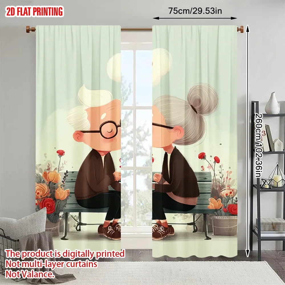 

2pcs, plane printing Curtains&Window Treatment Grandparents embrace2 100% Polyester (without rod) Versatile All Use for